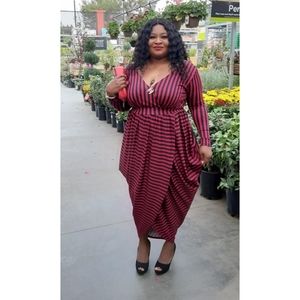 Sexy Diva Red and Black V Neck Origami Dress NWOT